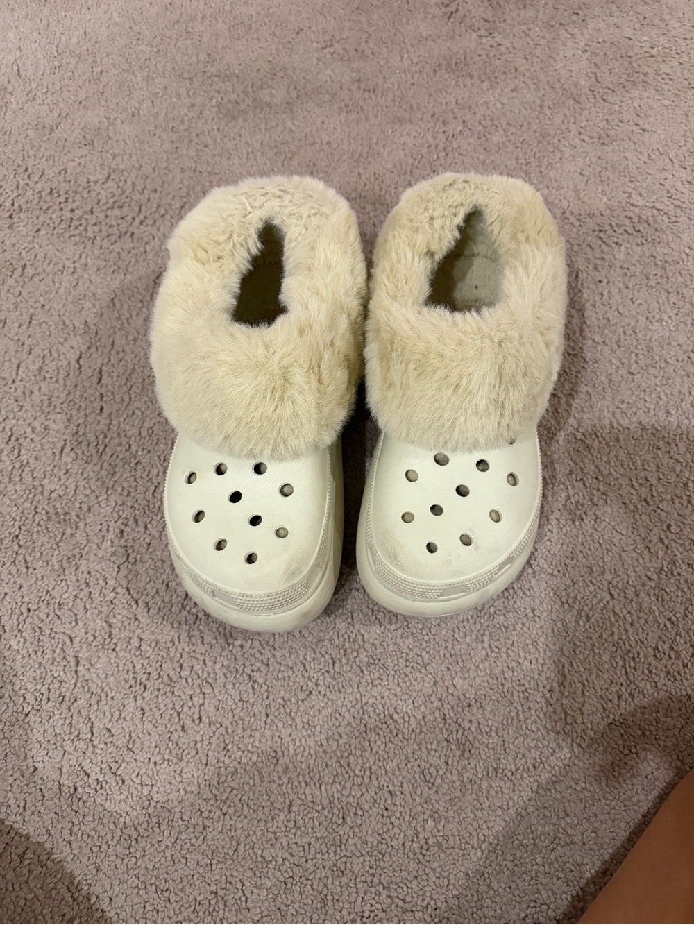 croc platform fuzzy shoes